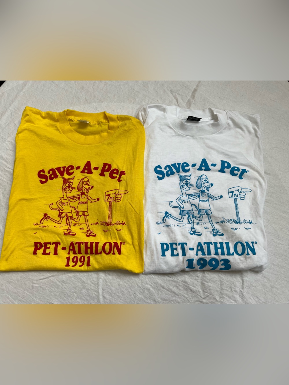 Dog Cat T-Shirt Save-A-Pet Pet-Athlon Race 1991/3 Unisex Size XL Single Stitch